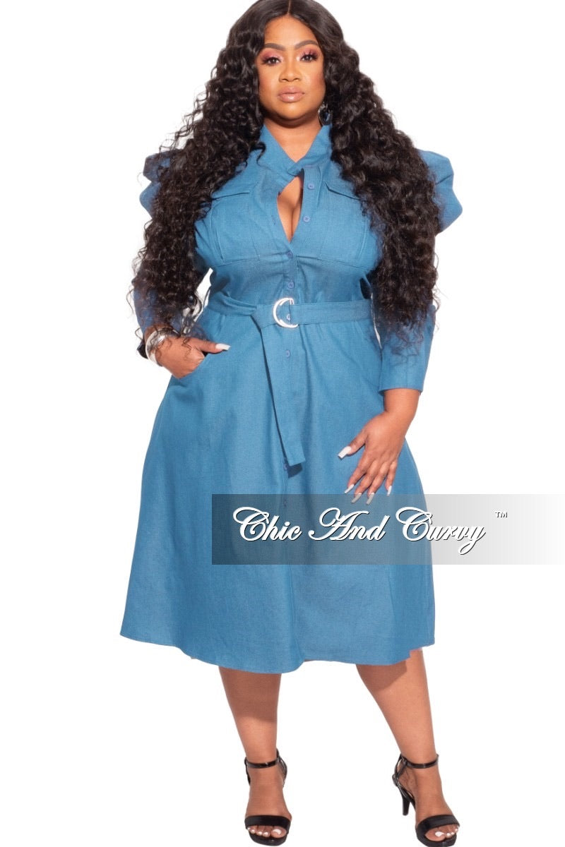 Plus Size Faux Light Denim Dress ...